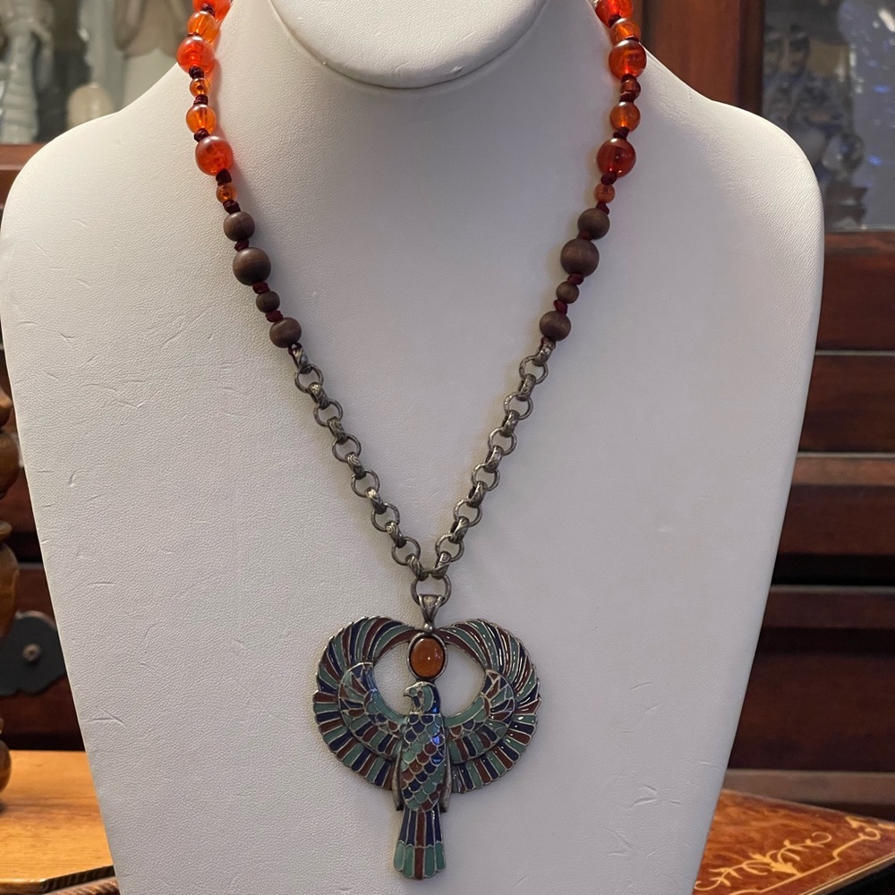Egyptian revival god of the sky Falcon of Horus necklace - Picture 6 of 9